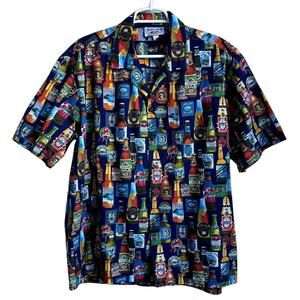 Men's Pacific Legend Beer Ale Print Hawaii USA Made Button Down Cotton Shirt M/L